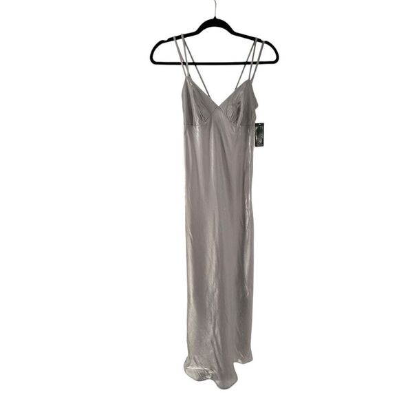 Wild Fable Slip Dress Iridescent Gray Midi V Neck Shimmer Size XXS Strappy Sleek - Picture 1 of 10